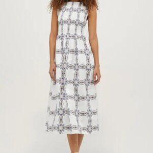 HILL HOUSE COSIMA NAP DRESS - SMALL - Marseille Geo Cotton Sateen